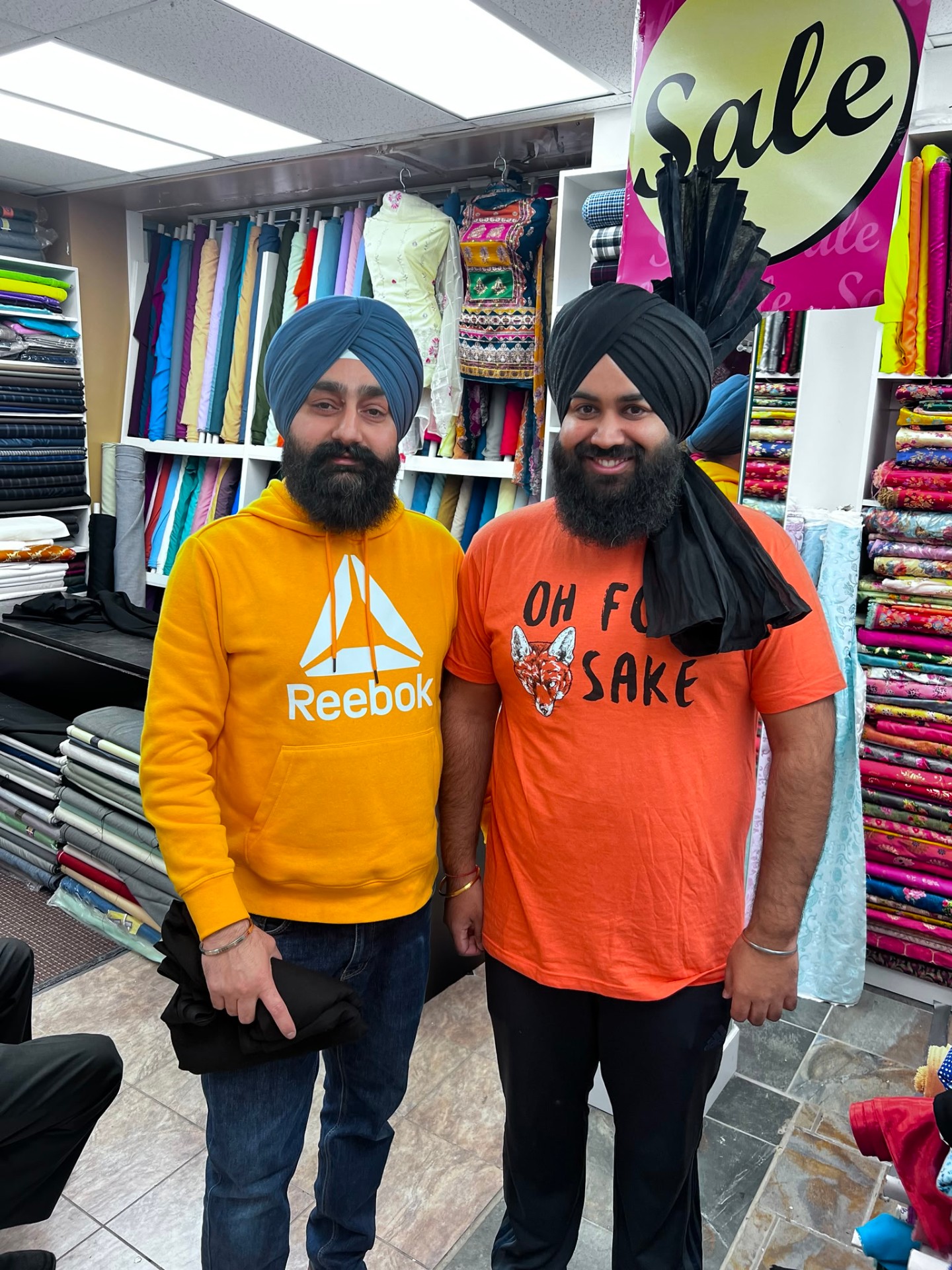 Turban tying session at Kainth Cloth House